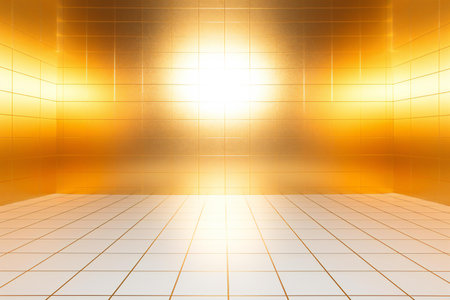 Abstract orange background with grid and light effects.の素材