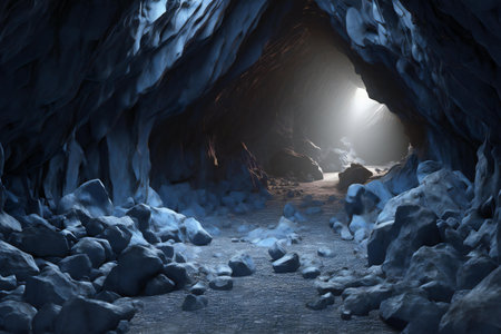 Ice cave with light coming from the end.の素材
