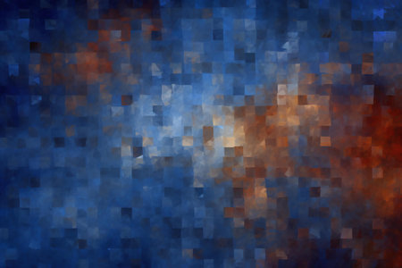 Abstract background with blue, orange and red squares. Digital fractal artの素材