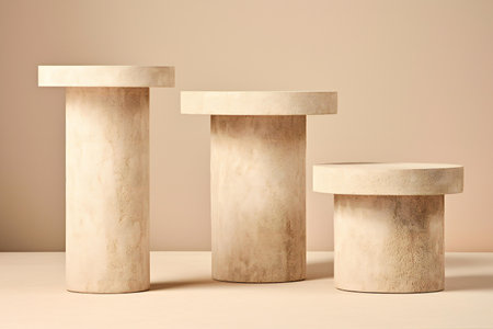a set of three marble podiums. Minimalistic background.の素材
