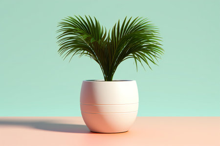 Plant in a pot on a pastel background.の素材