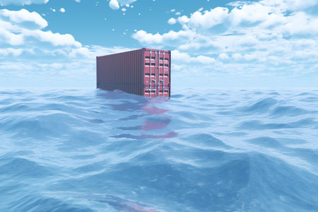 Cargo container in the sea. illustration of cargo containerの素材