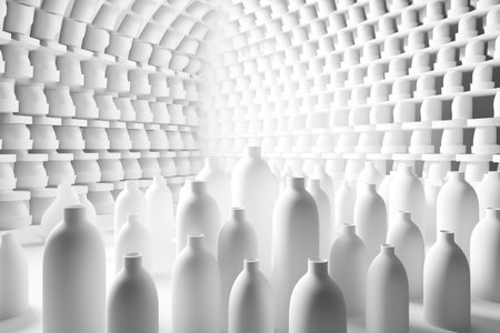 a lot of white plastic bottles in a tunnel.の素材
