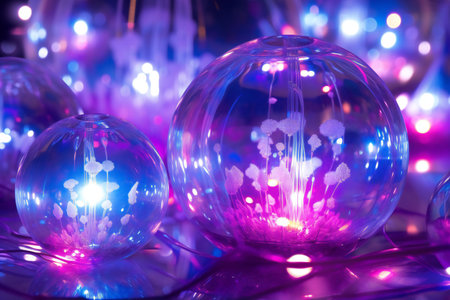 Christmas lights in the form of balls. New Year's background.の素材
