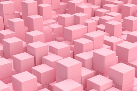 Abstract background with pink cubes.  Square composition.の素材