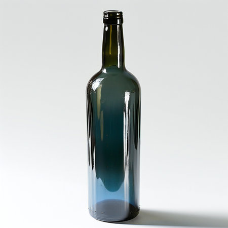 Empty wine bottle on a white background.の素材