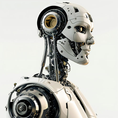 humanoid robot on a white background with a white backgroundの素材
