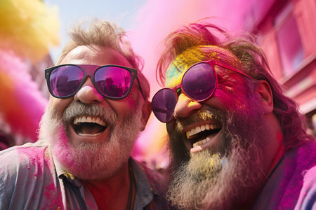 People take part in the gay pride parade in Milan.の素材