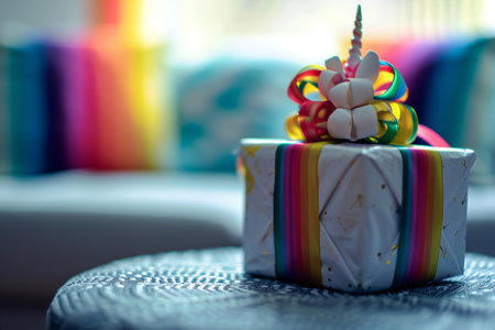 Birthday cake with candles on the table. Selective focus.の素材