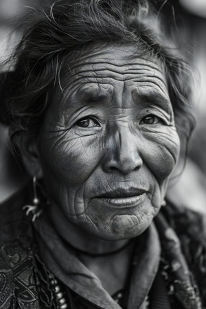 Portrait of an old Indian woman in Kolkata.の素材