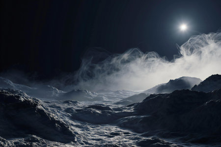 Fantasy alien planet. Mountain and moon.の素材