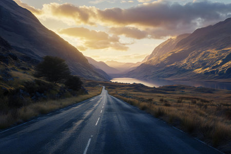 Road to Glencoe, Glencoe, Glencoe, Scotland, UKの素材