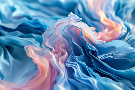 abstract background of blue and pink drapery fabric closeupの素材