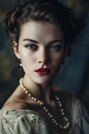 Portrait of beautiful young woman with evening make-up and hairstyleの素材