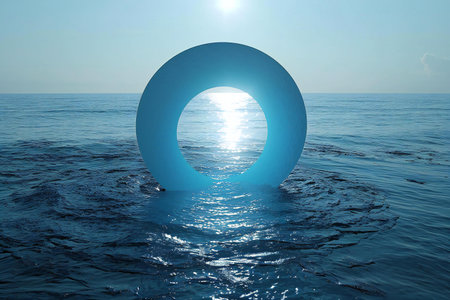 Circle ring in the sea.の素材