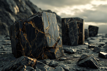 Granite stones on the beach in Iceland. Toned.の素材