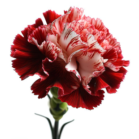Red carnation flower isolated on white background.の素材