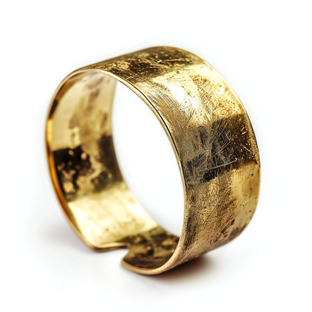 Wedding gold ring isolated on white background, close up.の素材