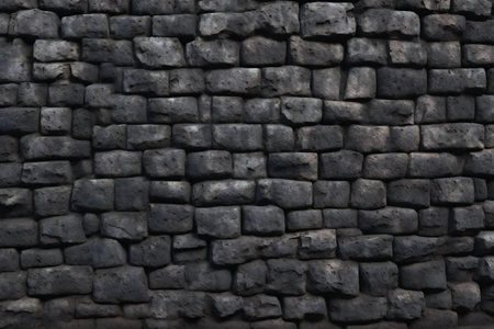 Black stone wall texture background for interior exterior decoration and industrial construction concept design.の素材