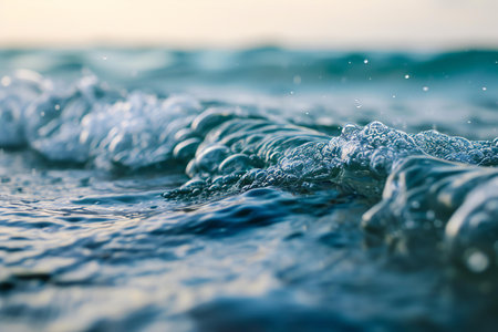 Sea wave closeup. Blue sea water background. Soft focus.の素材