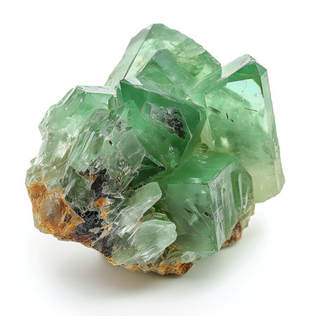 Emerald chalcedony quartz semigem geological mineral isolatedの素材