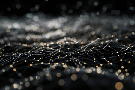 Abstract technology background with connecting dots and lines.の素材