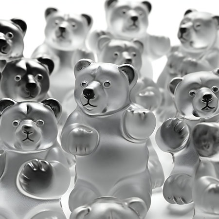 Group of white bears on a white background.の素材