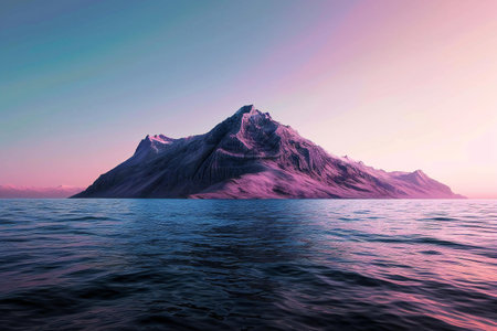 Fantasy alien planet. Mountain and sea.の素材