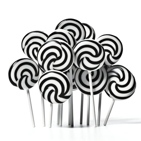 Black and white lollipops isolated on a white background.の素材