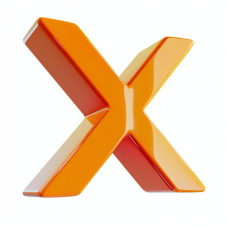 Orange X letter isolated on a white background.の素材