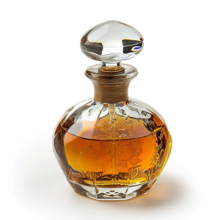 bottle of perfume isolated on a white backgroundの素材