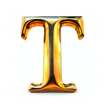 Metal alphabet symbol for web or writing. Golden font.の素材