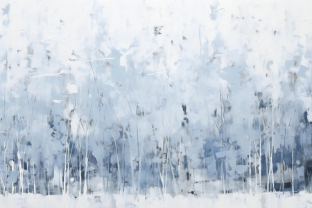 Abstract painting of dry grass in the winter forest on a white backgroundの素材