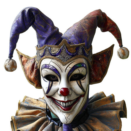 Portrait of a carnival mask isolated on a white background.の素材