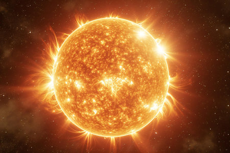 Solar System - Sun in outer space.の素材