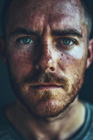 Portrait of a man with a beard and mustache. Close-up.の素材