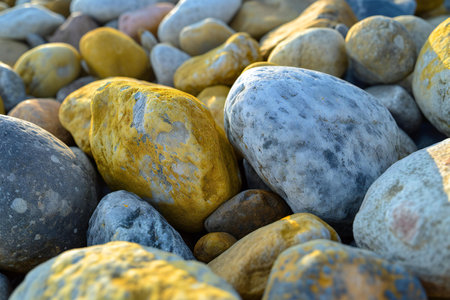 Pebble stones on the beach, close-up, backgroundの素材