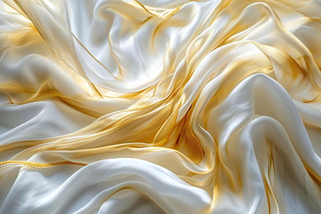 abstract background of white silk or satin luxury cloth texture can use as wedding background.の素材