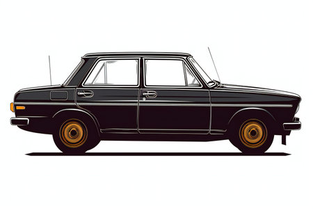Retro car on white background.の素材