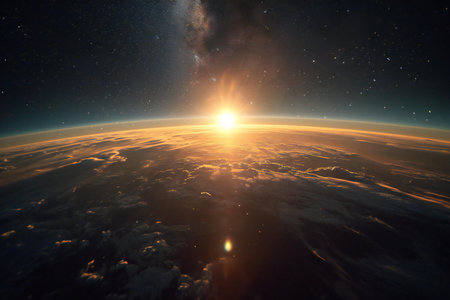 Sunrise over the planet Earth.の素材