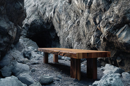 Wooden table in the cave.の素材