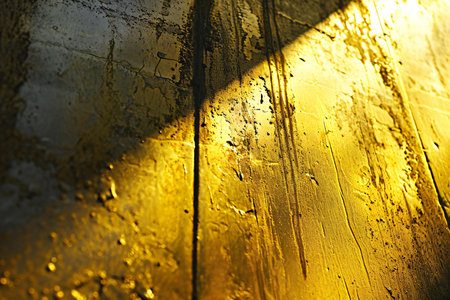Abstract background of old grunge concrete wall with yellow light and shadowの素材