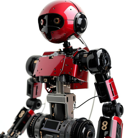 robot with cameras and lenses isolated on a white backgroundの素材