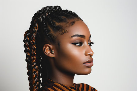 Portrait of a beautiful african american woman with braidsの素材
