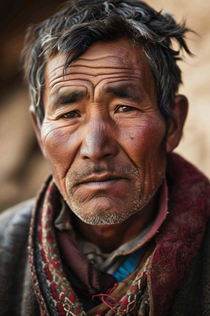 Portrait of an unidentified Nepali manの素材