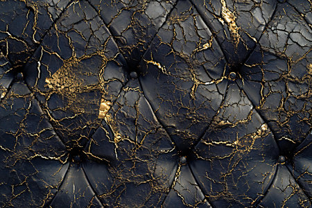 Luxury black leather texture with gold pattern. Abstract background and texture for designの素材