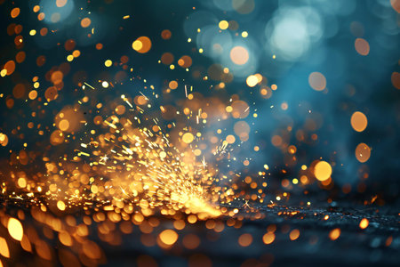 Close-up of sparks flying in the air. Shallow depth of fieldの素材