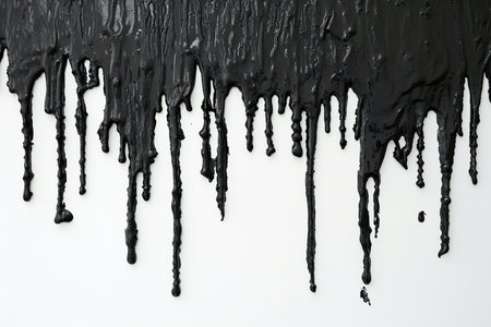 Black paint dripping on white background. Black paint dripping on white background.の素材