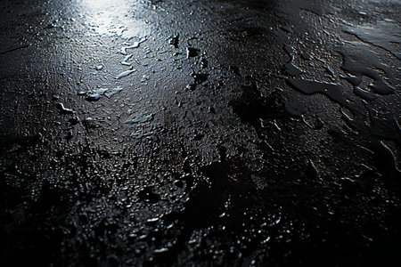 raindrops on a dark surface of the asphalt, background for designの素材
