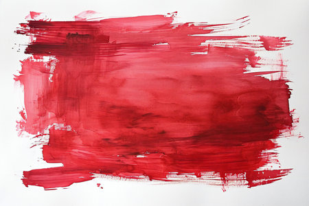 Abstract red watercolor on white paper background. Hand-drawn illustration.の素材